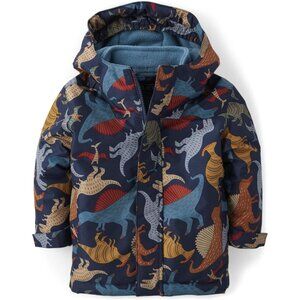 Boys Navy Dino 3 in 1 Heavy Winter Jacket Water Resistant Windproof Fleece Coat
